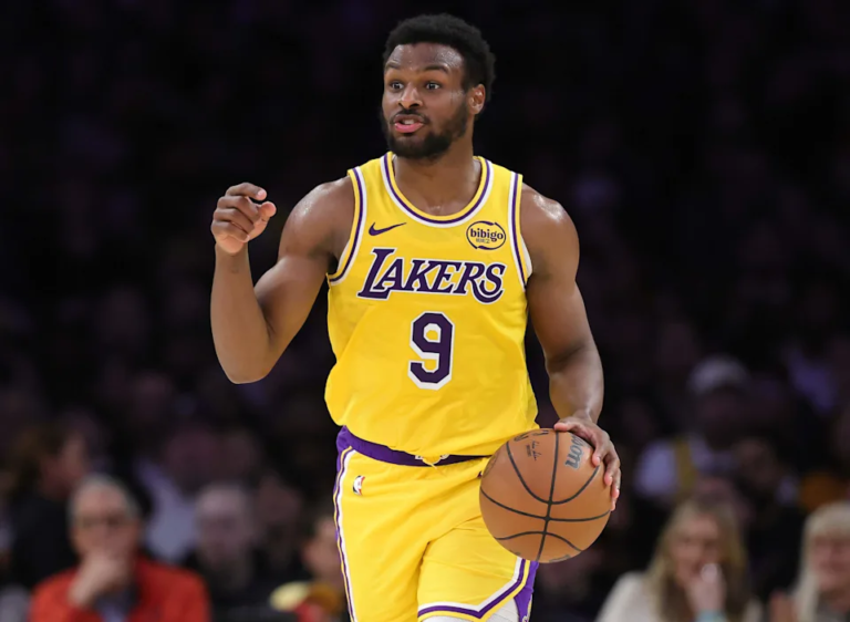 Bronny James with the Los Angeles Lakers